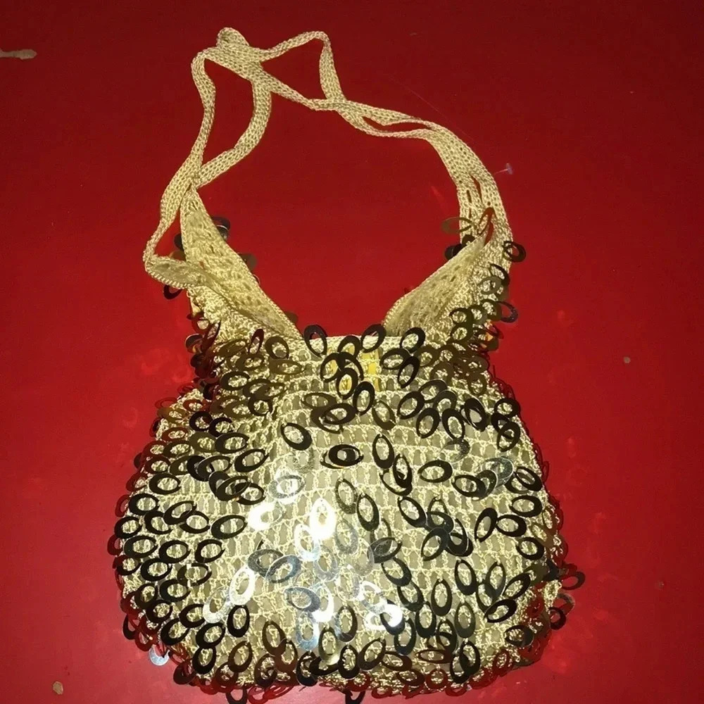 Lapis Gold Vintage Tear Drop Knitted Bag. (Preloved)